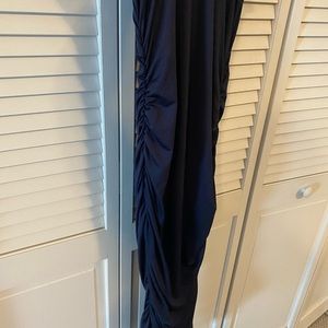 Navy blue racer back ruched dress